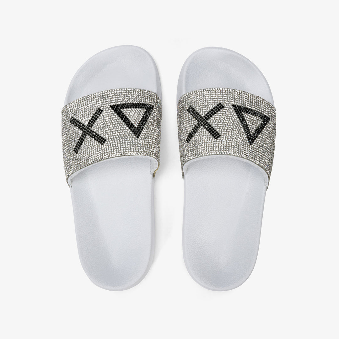 Sun68 SLIPPERS LOGO STRASS X35205-01 BIANCO