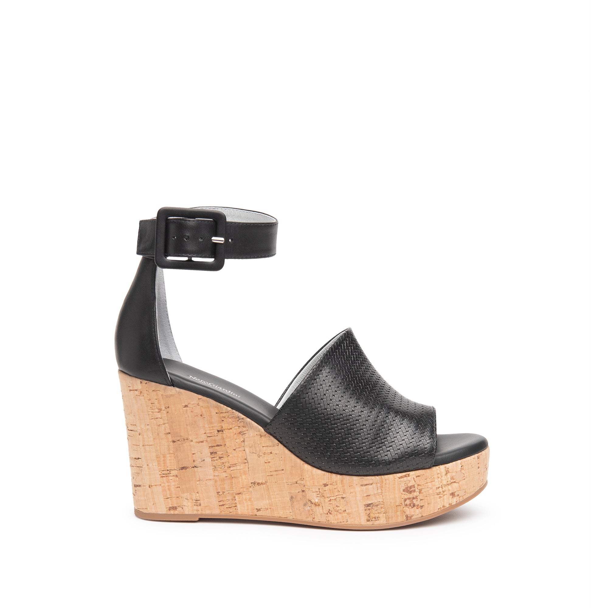 NERO GIARDINI E218771D 100 SANDALO ZEPPA SUGHERO NERO DONNA