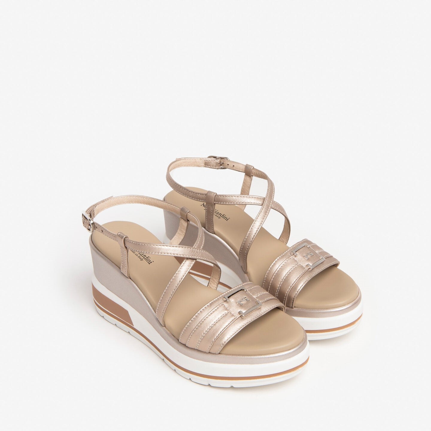 Nero Giardini E307700D-675 sandalo zeppa beige oro