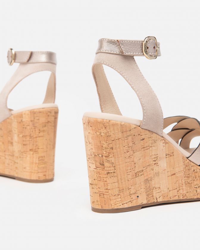 Nero Giardini E410610D-677 sandali beige oro zeppa Promenade