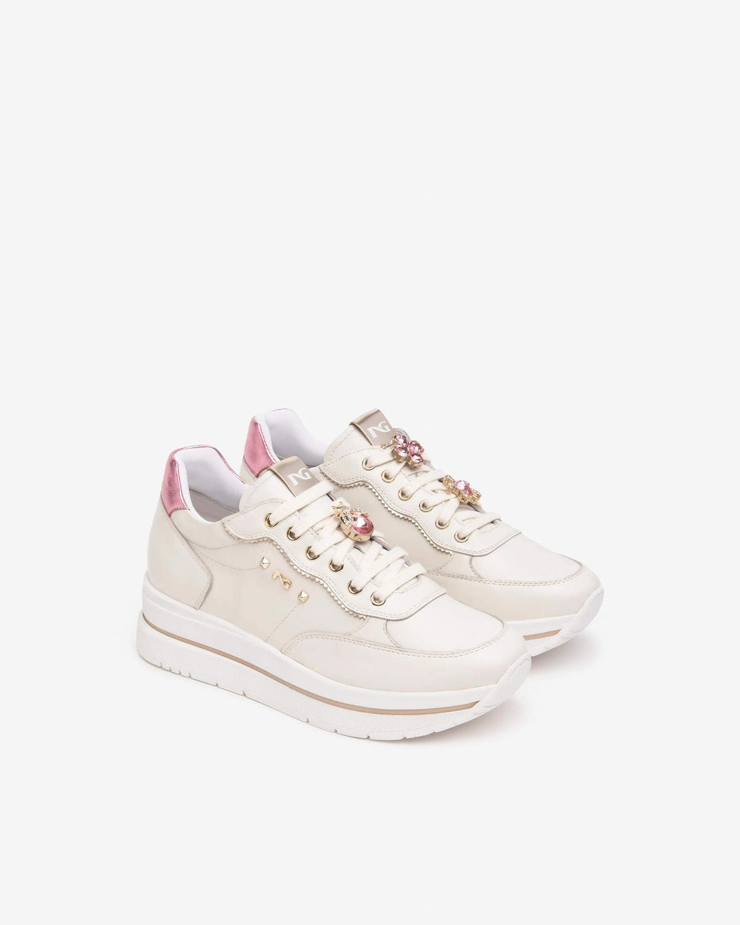 NeroGiardini E512907D-713 sneaker zeppa charms beige