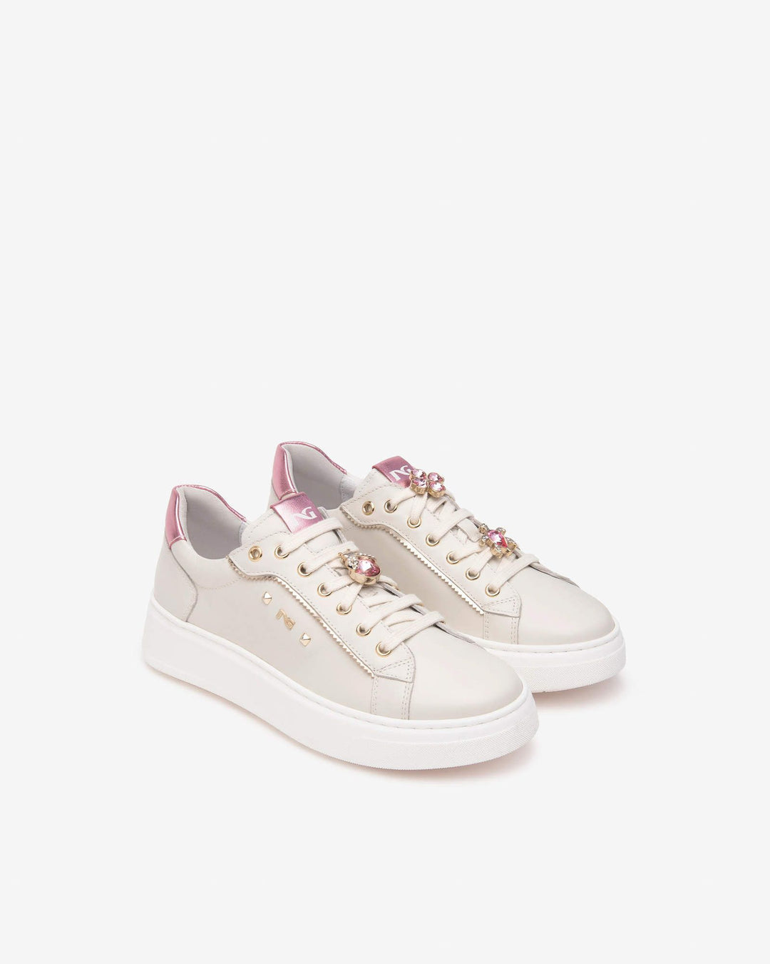 NeroGiardini E513060D-713 sneaker charms bianco rosa
