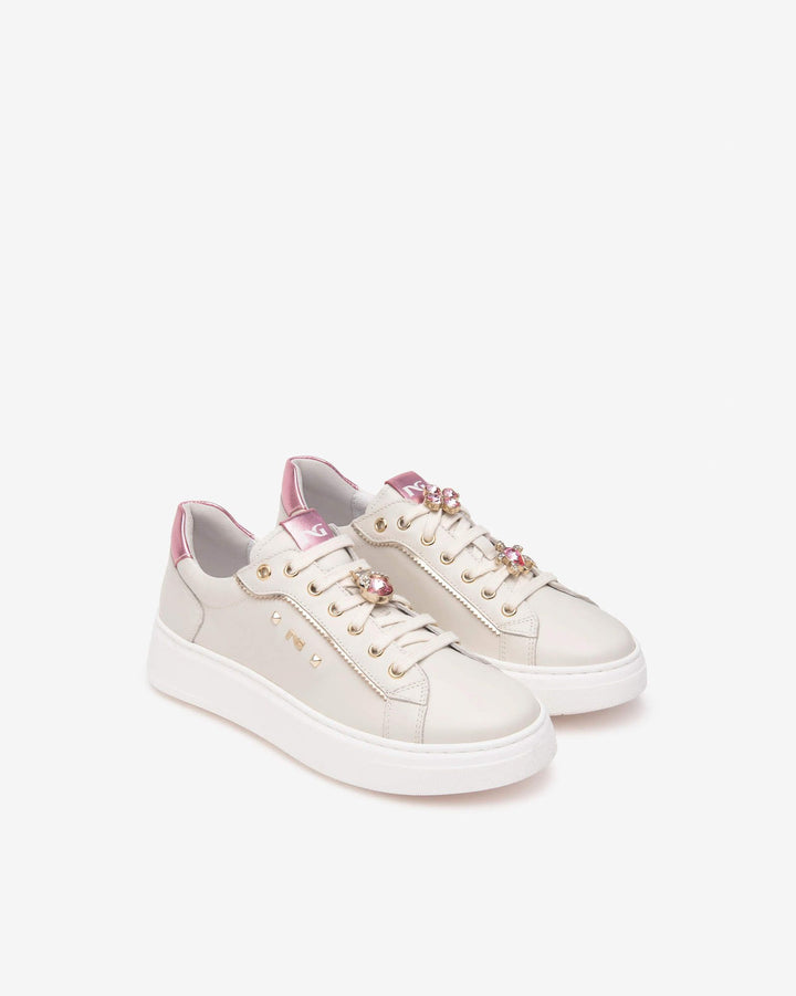 NeroGiardini E513060D-713 sneaker charms bianco rosa
