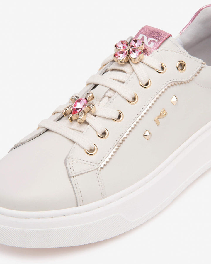 NeroGiardini E513060D-713 sneaker charms bianco rosa