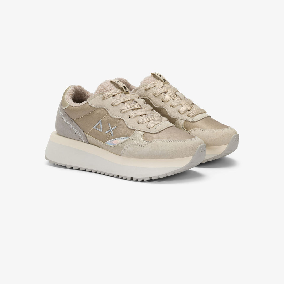 SUN68 Big Ally teddy fur sneakers Z45210-31 panna