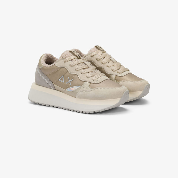 SUN68 Big Ally teddy fur sneakers Z45210-31 panna