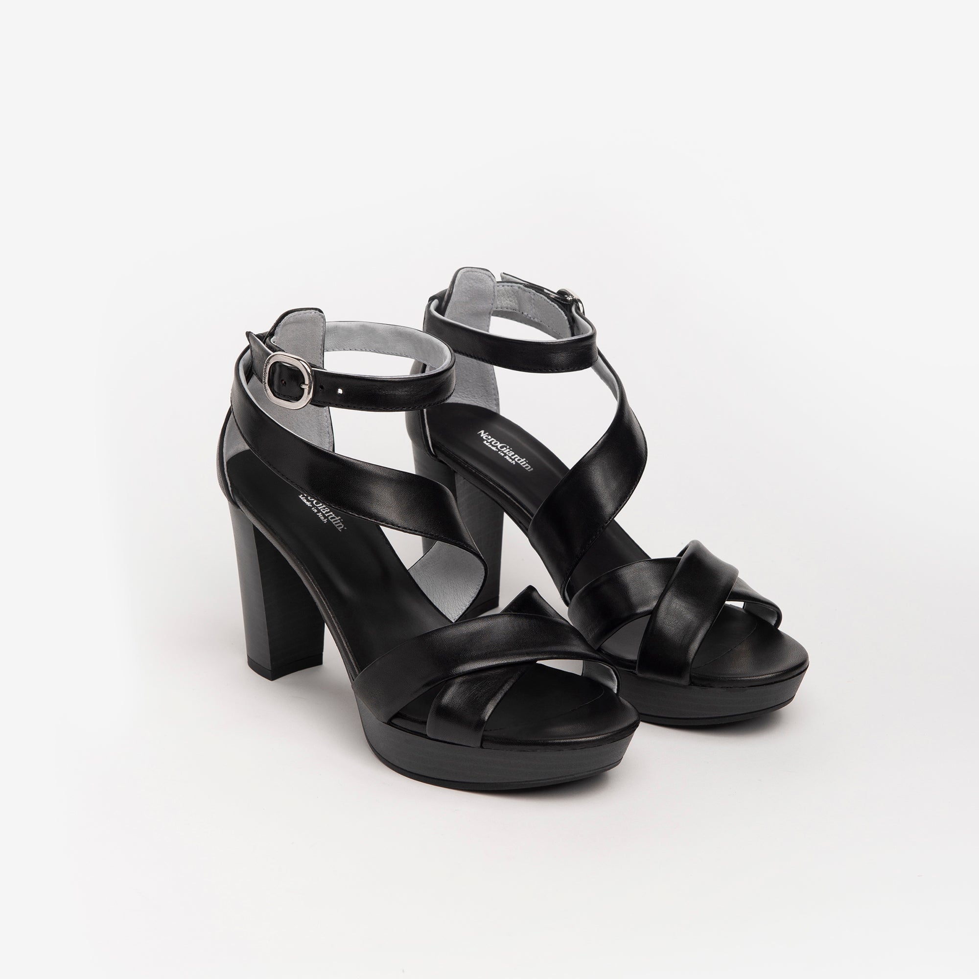 NERO GIARDINI E218605D-100 SANDALO TACCO NERO DONNA