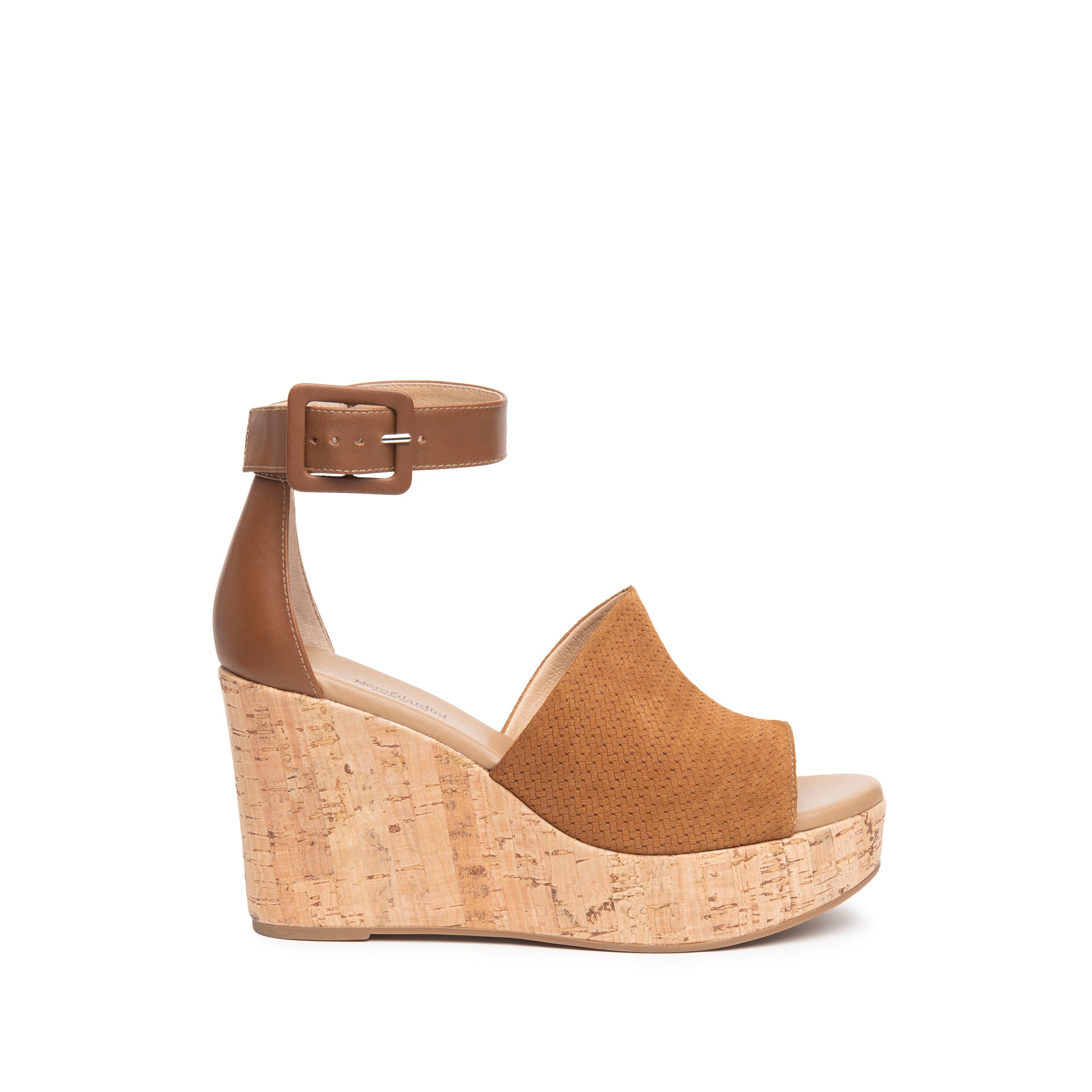 NERO GIARDINI E218770D-326 SANDALO ZEPPA SUGHERO CUOIO DONNA