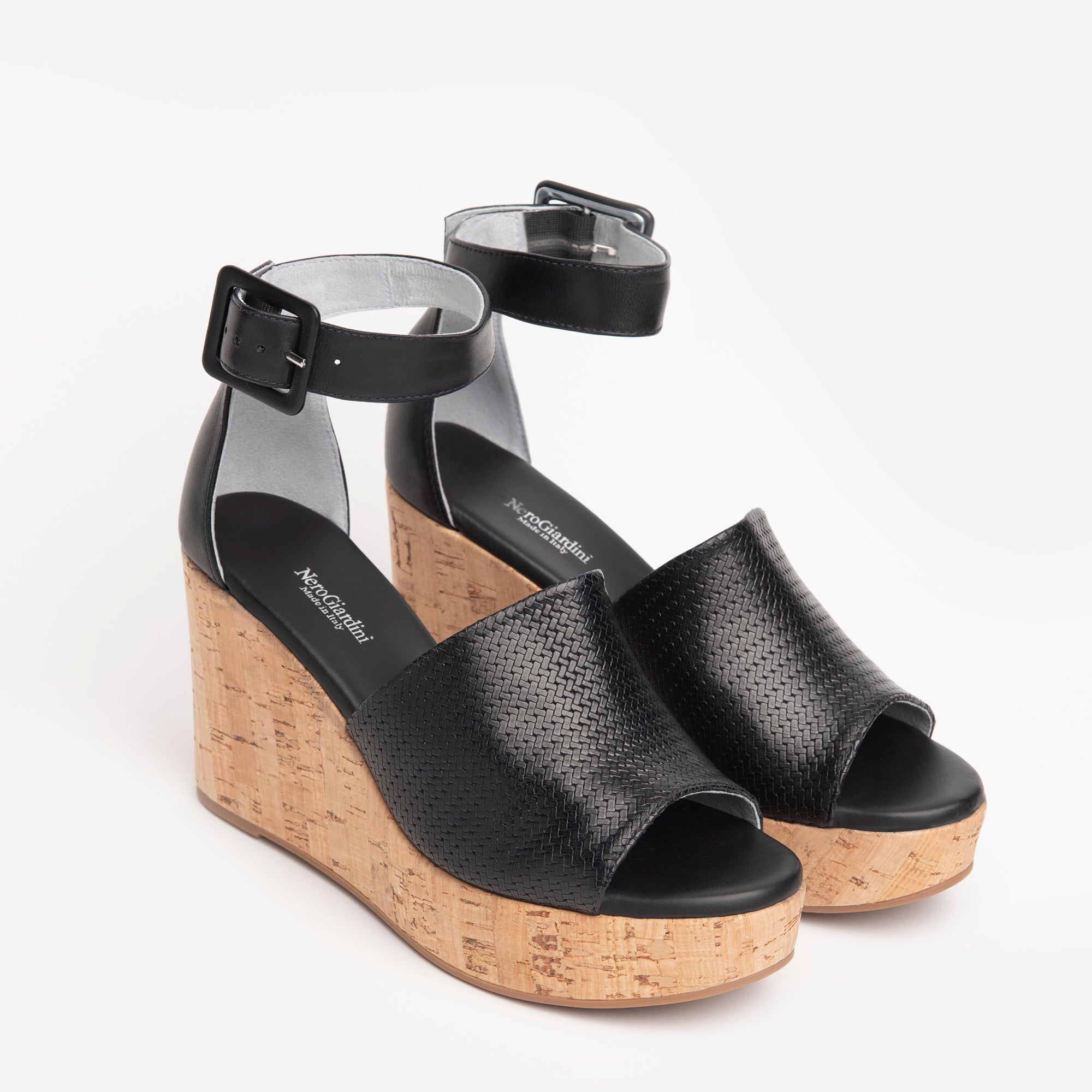 Sandali zeppa nero giardini discount