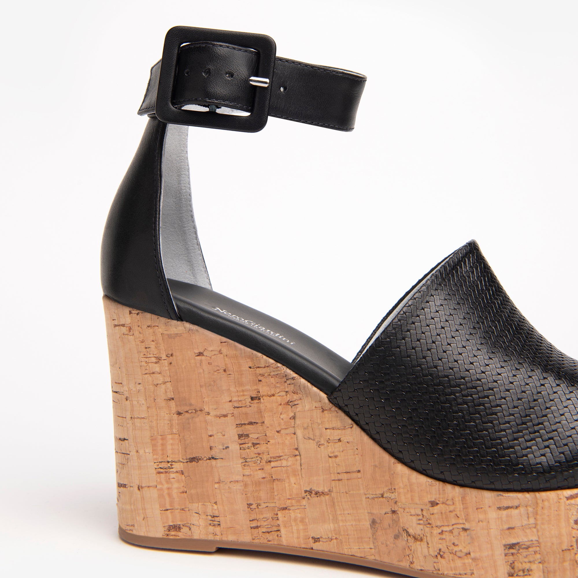 NERO GIARDINI E218771D-100 SANDALO ZEPPA SUGHERO NERO DONNA
