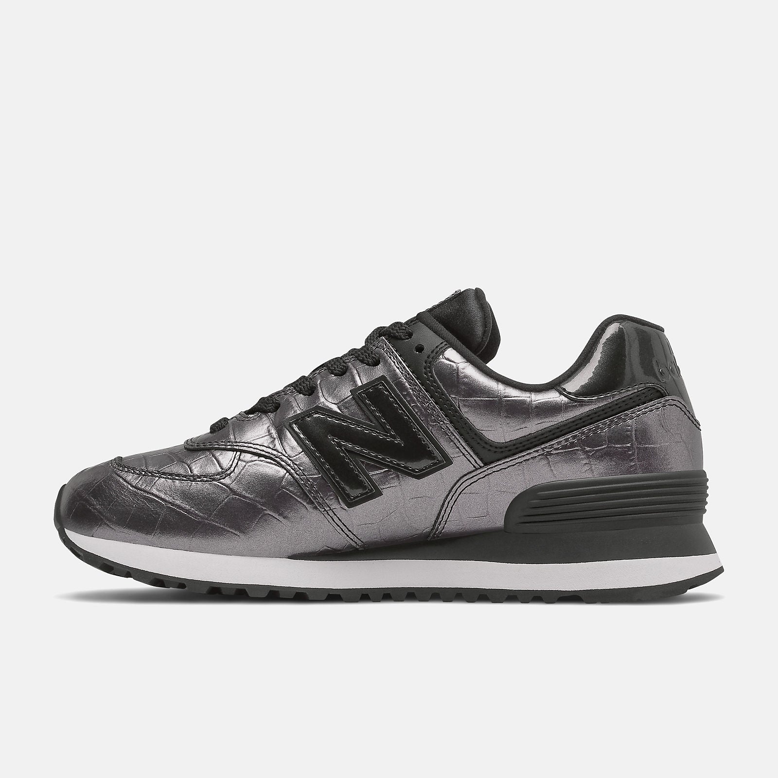 NEW BALANCE WL574-PW2 SNEAKER 574 NERO ARGENTO